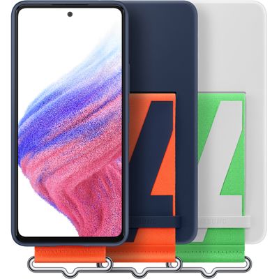 Samsung Galaxy A53 Hoesje - Samsung Silicone Cover met Strap - Wit