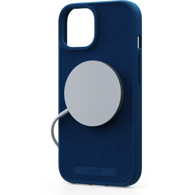 Njord Collections Suede Comfort+ Hoesje geschikt voor iPhone 15 - 2M valbescherming - Gerecycled / Duurzaam materiaal - Blauw