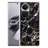Hoesje geschikt voor Oppo Reno10 Pro 5G Zwart Goud Marmer
