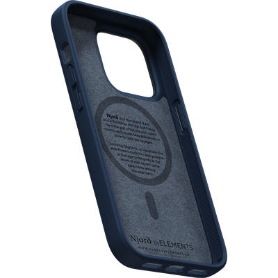 Njord Collections Zalm Leder Case - Hoesje geschikt voor iPhone 14 Pro Max - Blauw