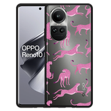 Hoesje Zwart geschikt voor Oppo Reno10 Pro 5G Roze Cheeta's