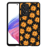 Hoesje Zwart geschikt voor Samsung Galaxy A53 - Oranje Bloemen