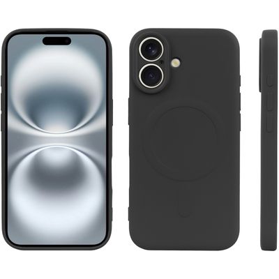 Cazy Soft Color TPU Hoesje geschikt voor iPhone 16 - met Magnetische Ring - geschikt voor Magsafe - Zwart