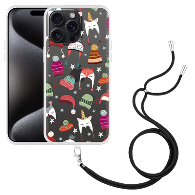 Cazy Hoesje met koord geschikt voor iPhone 15 Pro Max Winter Hats