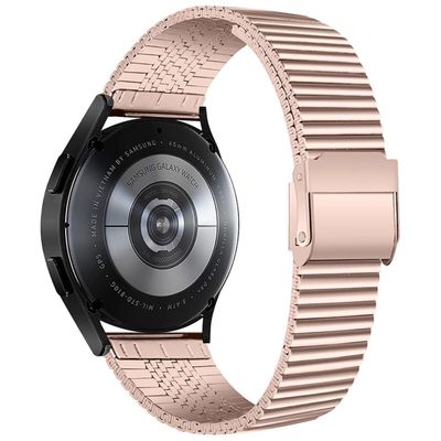 Cazy Huawei Watch GT 2 46mm Bandje - Stalen Texture Watchband 22mm -Rose Goud