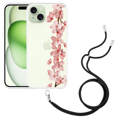 Cazy Hoesje met koord geschikt voor iPhone 15 Plus Flower Branch