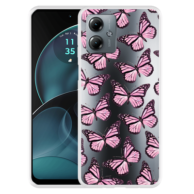 Cazy Hoesje geschikt voor Motorola Moto G14 Roze Vlinders