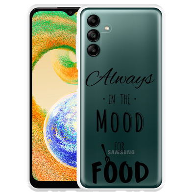 Cazy Hoesje geschikt voor Samsung Galaxy A04s - Mood for Food Black