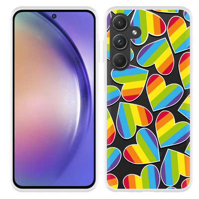 Cazy Hoesje geschikt voor Samsung Galaxy A55 Regenboog Hartjes