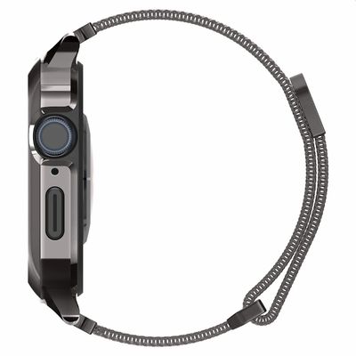 Hoesje geschikt voor Apple Watch 9/8/7 (45mm) - Spigen Metal Fit Pro Case - Graphite