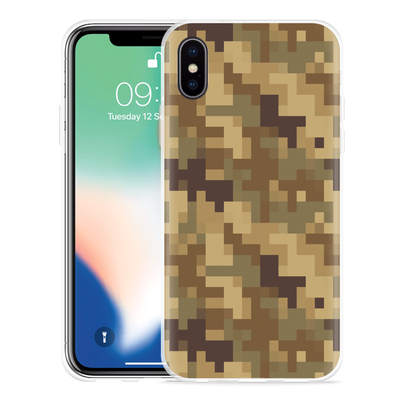 Cazy Hoesje geschikt voor iPhone X - Pixel Camouflage
