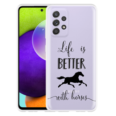 Cazy Hoesje geschikt voor Samsung Galaxy A52s - Life is Better with Horses