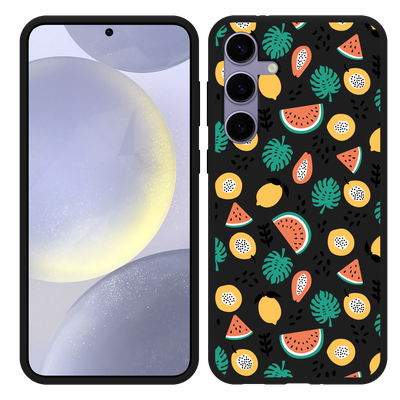 Cazy Hoesje Zwart geschikt voor Samsung Galaxy S24+ Tropical Fruit