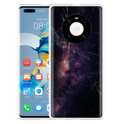 Cazy Hoesje geschikt voor Huawei Mate 40 Pro - Black Space Marble