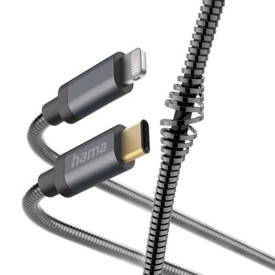 Hama Prime Line Metal USB-C naar Lightning kabel - MFI gecertificeerd - 150cm - Antraciet