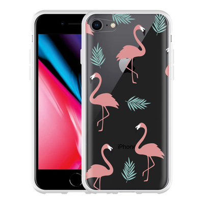 Cazy Hoesje geschikt voor iPhone 8 - Flamingo Pattern