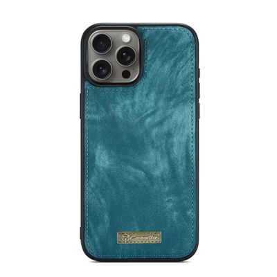 Caseme Hoesje geschikt voor iPhone 16 Pro Max - Luxe Leren Portemonnee Hoesje - Blauw