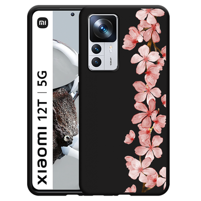 Cazy Hoesje Zwart geschikt voor Xiaomi 12T/12T Pro - Flower Branch