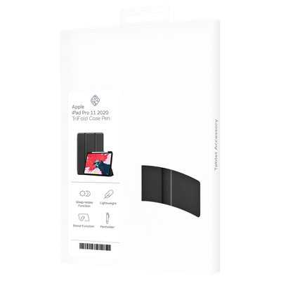 Cazy Hoes geschikt voor iPad Pro 11 2020 (2nd Gen) - TriFold Tablet Smart Cover met Penhouder - Zwart