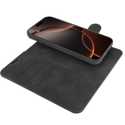 Cazy Uitneembare 2-in-1 Bookcase geschikt voor iPhone 16 Pro Max - geschikt voor Magsafe - Hoesje met Pasjeshouder - Zwart