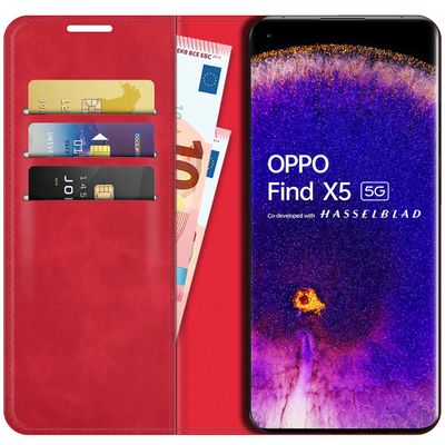 Cazy Wallet Magnetic Hoesje geschikt voor Oppo Find X5 - Rood