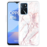 Hoesje geschikt voor Oppo A16/A16s - White Pink Marble
