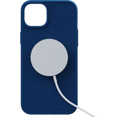 Njord Collections Suede Comfort+ Hoesje geschikt voor iPhone 15 Plus - 2M valbescherming - Gerecycled / Duurzaam materiaal - Blauw
