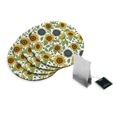 4 Rubberen Onderzetters - Design Sunflowers - Rond