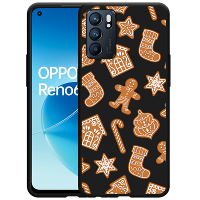Cazy Hoesje Zwart geschikt voor Oppo Reno6 5G - Christmas Cookies