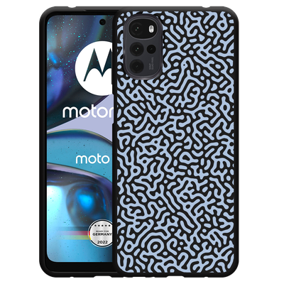 Cazy Hoesje Zwart geschikt voor Motorola Moto G22 - Blauwe Doodle