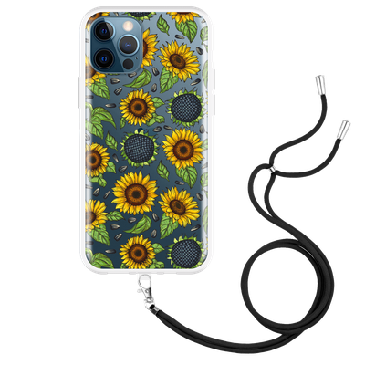 Cazy Hoesje met Koord geschikt voor iPhone 12 - Sunflowers