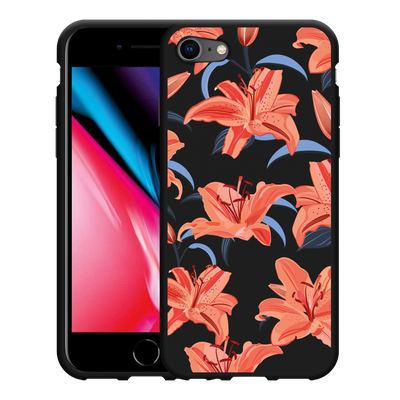 Cazy Hoesje Zwart geschikt voor iPhone SE 2020 - Flowers