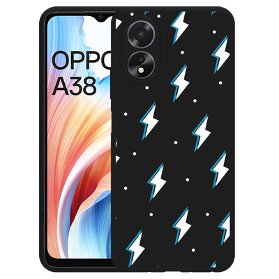 Cazy Hoesje Zwart geschikt voor Oppo A38 Bliksemschichten