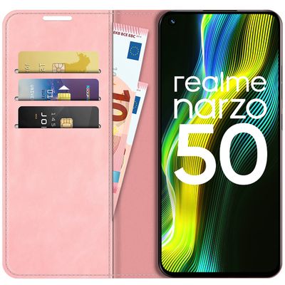 Cazy Wallet Magnetic Hoesje geschikt voor Realme Narzo 50 - Roze