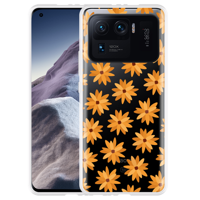 Cazy Hoesje geschikt voor Xiaomi Mi 11 Ultra - Oranje Bloemen