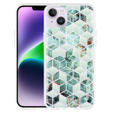 Hoesje geschikt voor iPhone 14 Plus - Groen Hexagon Marmer