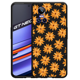 Hoesje Zwart geschikt voor Realme GT Neo3 - Oranje Bloemen