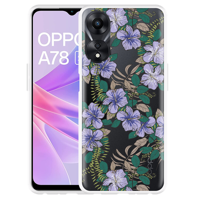 Cazy Hoesje geschikt voor Oppo A78 5G Purple Flowers