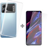 Soft TPU Hoesje + Tempered Glass Protector geschikt voor Poco X5 - Transparant