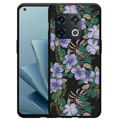 Cazy Hoesje Zwart geschikt voor OnePlus 10 Pro - Purple Flowers