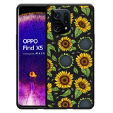 Hoesje Zwart geschikt voor Oppo Find X5 - Sunflowers