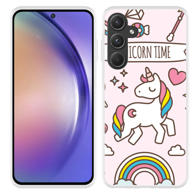 Cazy Hoesje geschikt voor Samsung Galaxy A55 Unicorn Time