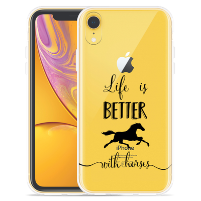 Cazy Hoesje geschikt voor iPhone Xr - Life is Better with Horses