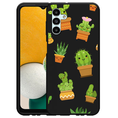 Cazy Hoesje Zwart geschikt voor Samsung Galaxy A13 5G - Happy Cactus