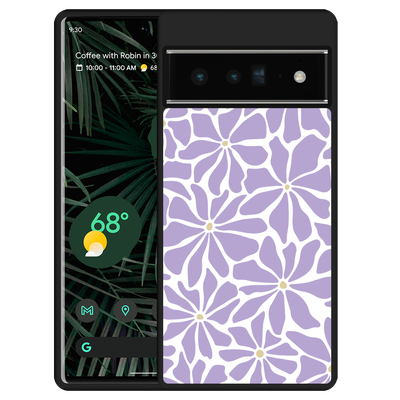 Cazy Hardcase Hoesje geschikt voor Google Pixel 6 Pro Abstracte Paarse Bloemen