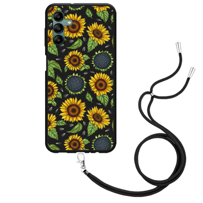 Cazy Hoesje met Koord Zwart geschikt voor Samsung Galaxy A04s - Sunflowers