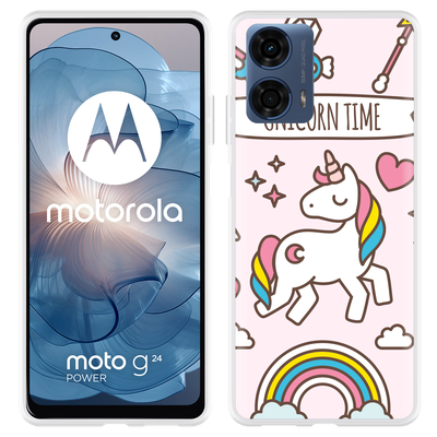 Cazy Hoesje geschikt voor Motorola Moto G04/G04s/G24/G24 Power Unicorn Time