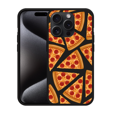 Cazy Hoesje Zwart geschikt voor iPhone 15 Pro Max Pizza Party