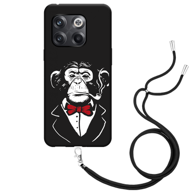 Cazy Hoesje met Koord Zwart geschikt voor OnePlus 10T - Smoking Chimp