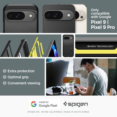 Spigen Hoesje geschikt voor Google Pixel 9 / 9 Pro - Tough Armor - Zwart